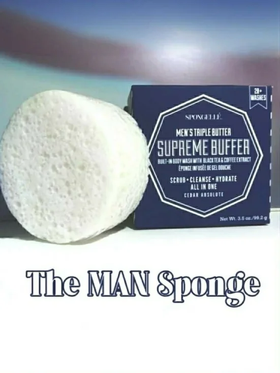 Spongelle Men's Cedar Absolute Supreme Triple Butter Buffer Sponge 99.2g *BNIB - Picture 3 of 9
